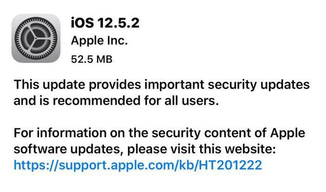 郫县苹果手机维修分享iOS12.5.2发布，建议所有老苹果用户安装 